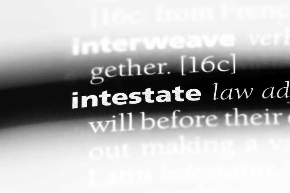 Intestate word in dictionary